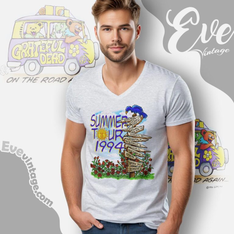 Grateful Dead 1994 Summer Tour Shirt On The Road Again V neck Grateful Dead 1994 Summer Tour Shirt On The Road Again V neck