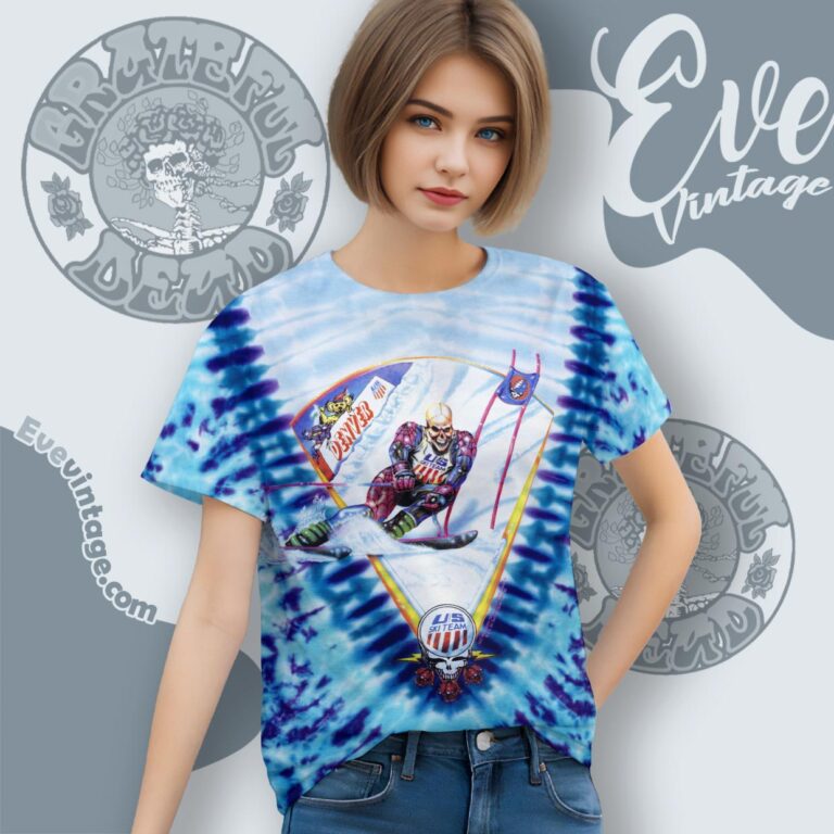 Grateful Dead 1994 Winter Tour Denver Us Ski Team Tie dye Women T shirt Grateful Dead 1994 Winter Tour Denver Us Ski Team Tie dye Women T shirt
