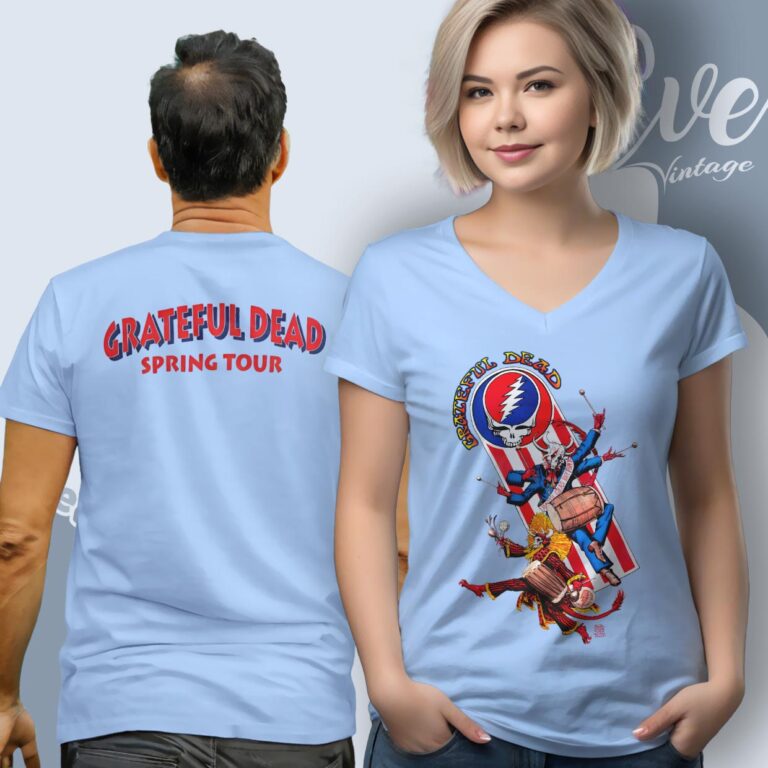 Grateful Dead 1995 Spring Tour Mardi Gras Rhythm Devils Shirt V Neck TShirt Grateful Dead 1995 Spring Tour Mardi Gras Rhythm Devils Shirt V Neck TShirt