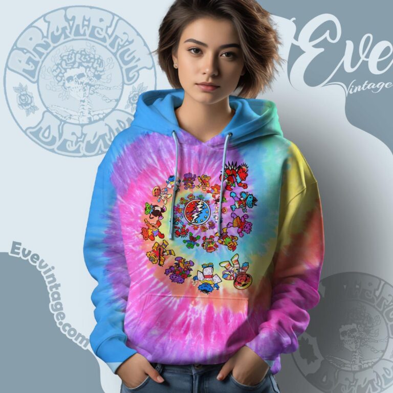 Grateful Dead 1996 International Dancing Bears Tie dye Hoodie Grateful Dead 1996 International Dancing Bears Tie dye Hoodie