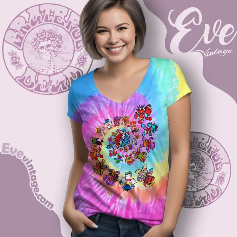 Grateful Dead 1996 International Dancing Bears Tie dye V Neck TShirt Grateful Dead 1996 International Dancing Bears Tie dye V Neck TShirt