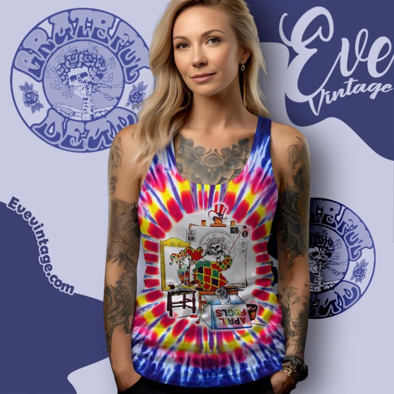 Grateful Dead April Fools 1996 Triple Self portrait Tie dye Tank Top Grateful Dead April Fools 1996 Triple Self portrait Tie dye Tank Top