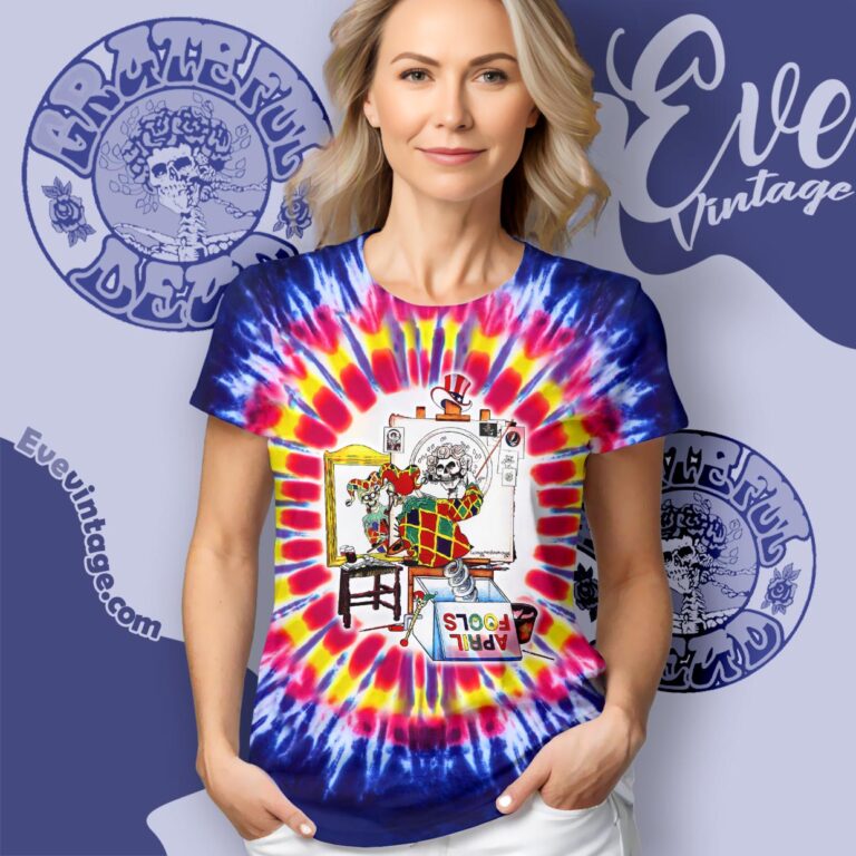 Grateful Dead April Fools 1996 Triple Self portrait Tie dye Women T shirt Grateful Dead April Fools 1996 Triple Self portrait Tie dye Women T shirt