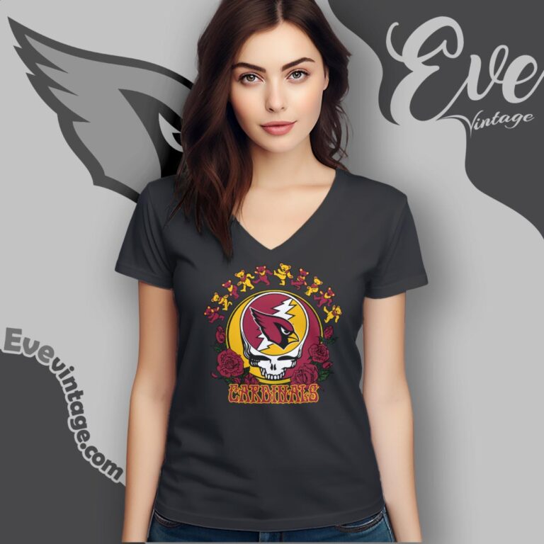 Grateful Dead Arizona Cardinals Roses Dancing Bears Shirt V Neck TShirt Grateful Dead Arizona Cardinals Roses Dancing Bears Shirt V Neck TShirt