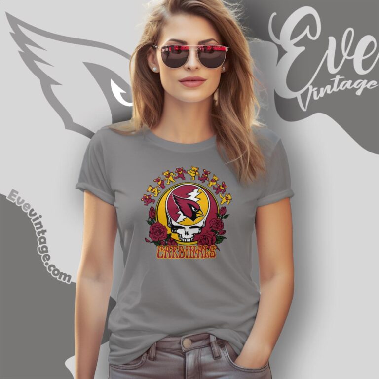 Grateful Dead Arizona Cardinals Roses Dancing Bears Shirt Women T Shirt Grateful Dead Arizona Cardinals Roses Dancing Bears Shirt Women T Shirt