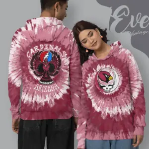 Grateful Dead Arizona Cardinals Stealie Tie Dye Hoodie