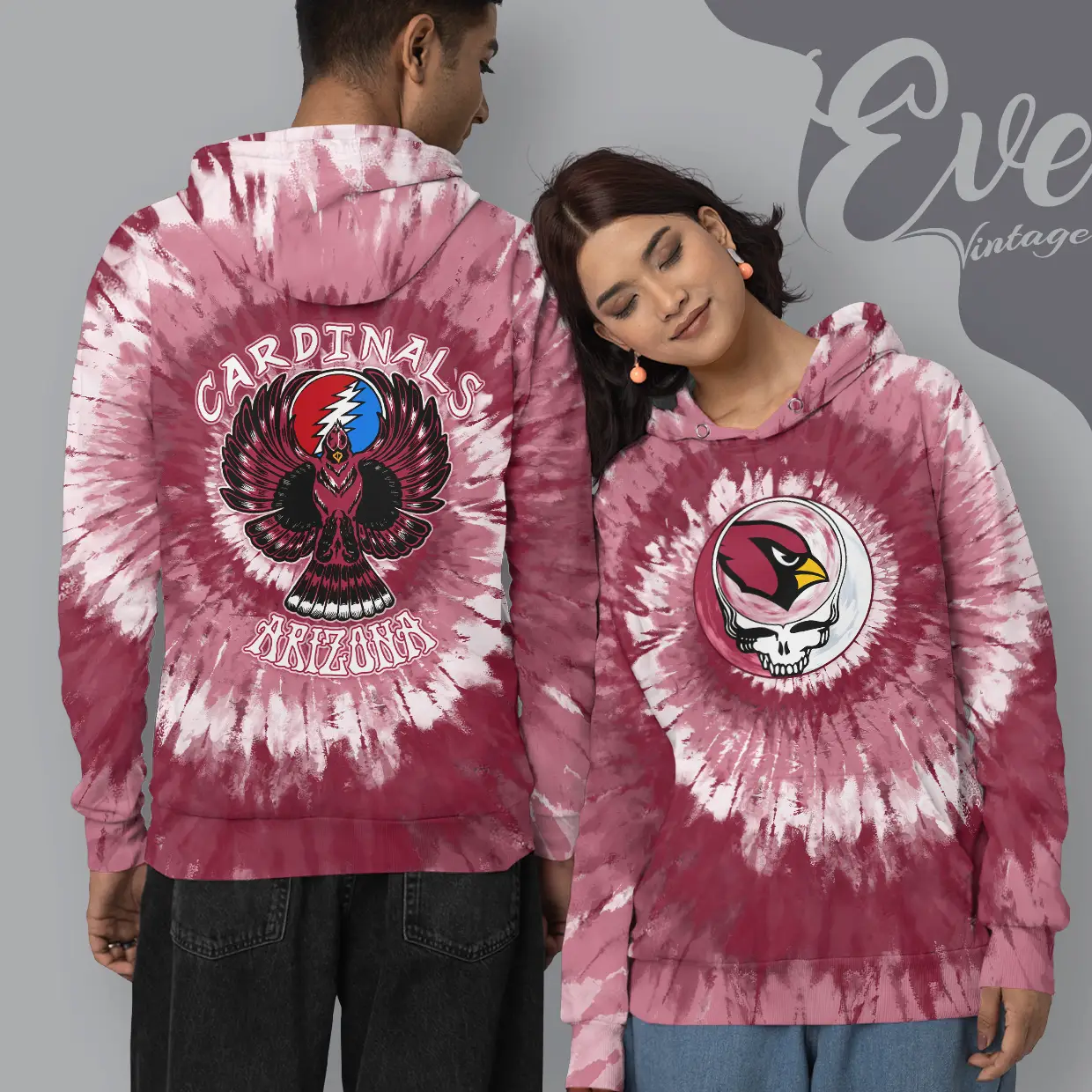 Grateful Dead Arizona Cardinals Stealie Tie Dye Hoodie Grateful Dead Arizona Cardinals Stealie Tie Dye Hoodie