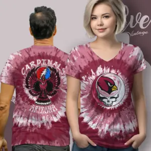 Grateful Dead Arizona Cardinals Stealie Tie Dye V Neck TShirt