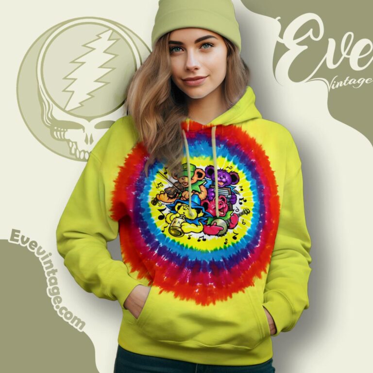 Grateful Dead Bear Jamboree Tie dye Big River Jamboree hoodie Grateful Dead Bear Jamboree Tie dye Big River Jamboree hoodie