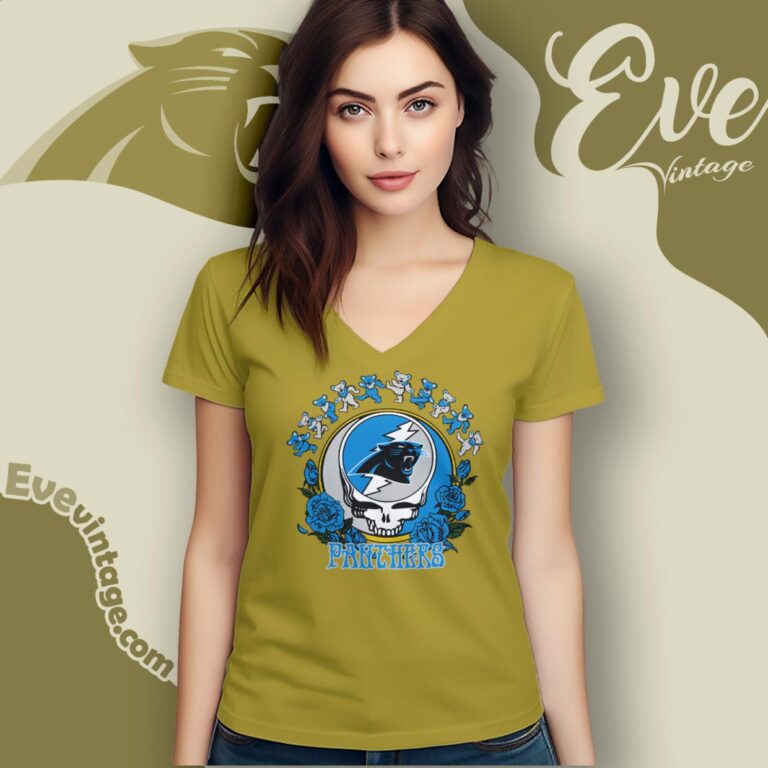 Grateful Dead Carolina Panthers Roses Dancing Bears Shirt V Neck TShirt Grateful Dead Carolina Panthers Roses Dancing Bears Shirt V Neck TShirt