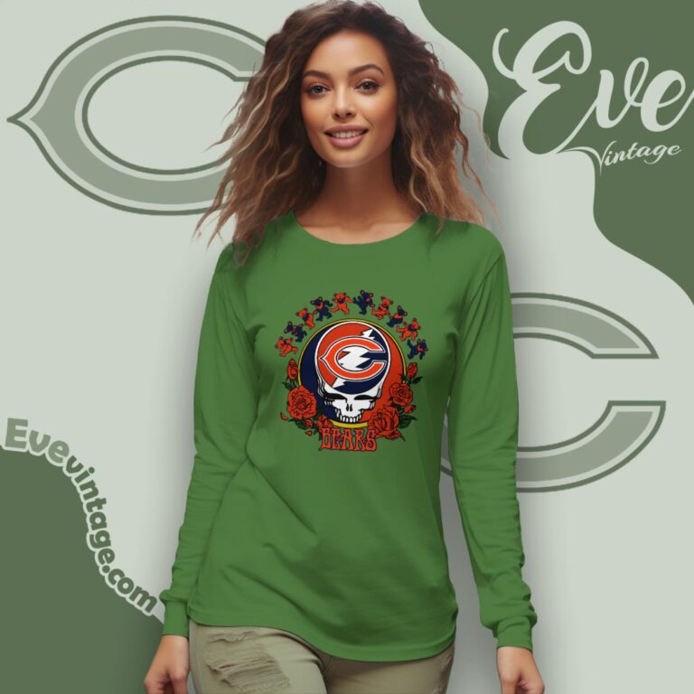 Grateful Dead Chicago Bears Roses Dancing Bears Shirt Long Sleeve Tee Grateful Dead Chicago Bears Roses Dancing Bears Shirt Long Sleeve Tee