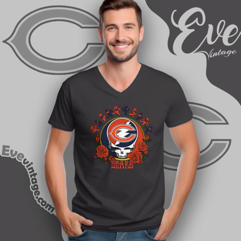 Grateful Dead Chicago Bears Roses Dancing Bears Shirt V Neck TShirt Grateful Dead Chicago Bears Roses Dancing Bears Shirt V Neck TShirt