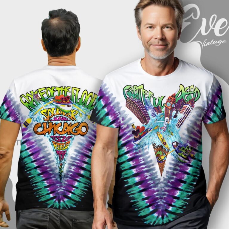 Grateful Dead Chicago Soldier Field 1992 Tie dye Wake Of The Flood T shirt Grateful Dead Chicago Soldier Field 1992 Tie dye Wake Of The Flood T shirt