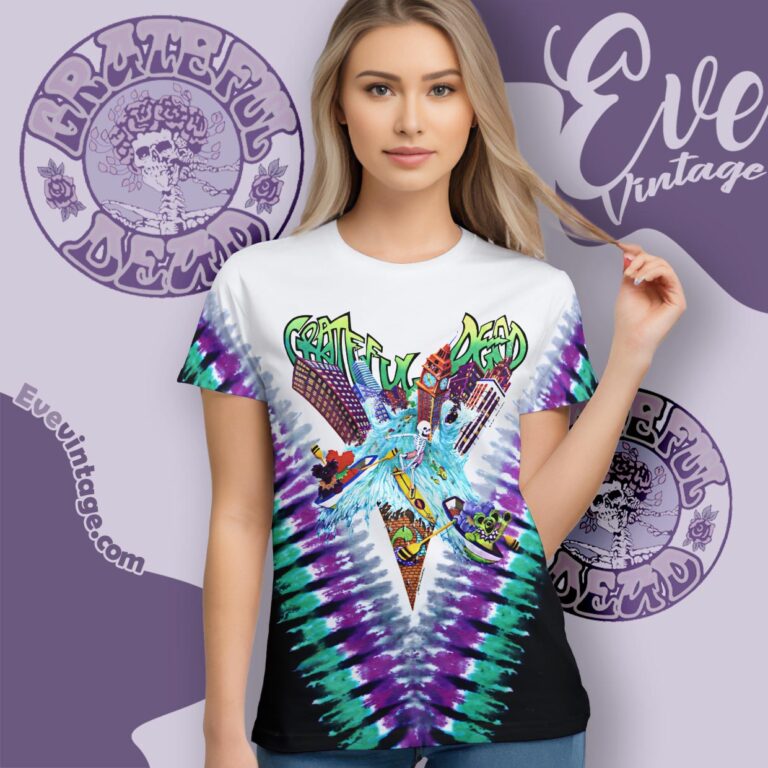 Grateful Dead Chicago Soldier Field 1992 Tie dye Wake Of The Flood Women T shirt Grateful Dead Chicago Soldier Field 1992 Tie dye Wake Of The Flood Women T shirt