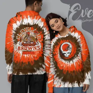 Grateful Dead Cleveland Browns Stealie Tie Dye Hoodie