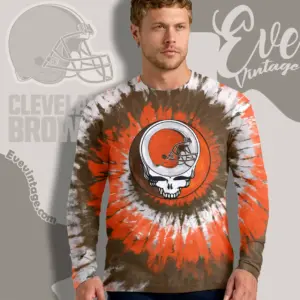 Grateful Dead Cleveland Browns Stealie Tie Dye Long Sleeve Tee