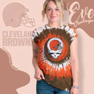 Grateful Dead Cleveland Browns Stealie Tie Dye Women T shirt