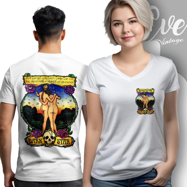 Grateful Dead Dark Star Song Shirt Summer Tour 1992 V neck Grateful Dead Dark Star Song Shirt Summer Tour 1992 V neck