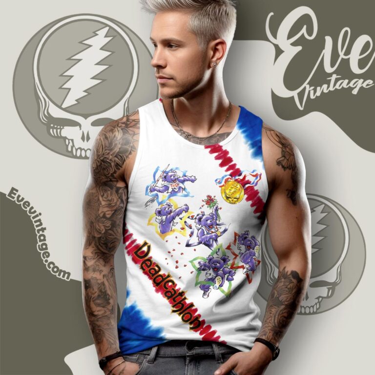 Grateful Dead Deadcathalon Olympics 1996 Tie dye Tank Top Racerback Grateful Dead Deadcathalon Olympics 1996 Tie dye Tank Top Racerback
