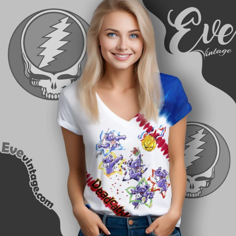 Grateful Dead Deadcathalon Olympics 1996 Tie dye V Neck TShirt Grateful Dead Deadcathalon Olympics 1996 Tie dye V Neck TShirt