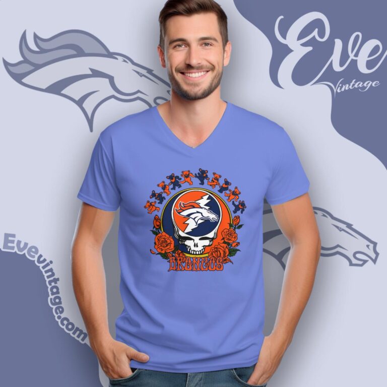 Grateful Dead Denver Broncos Roses Dancing Bears Shirt V Neck TShirt Grateful Dead Denver Broncos Roses Dancing Bears Shirt V Neck TShirt