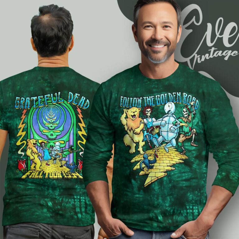 Grateful Dead Fall Tour 1994 Follow The Golden Road Tie dye Long Sleeve Tee Grateful Dead Fall Tour 1994 Follow The Golden Road Tie dye Long Sleeve Tee