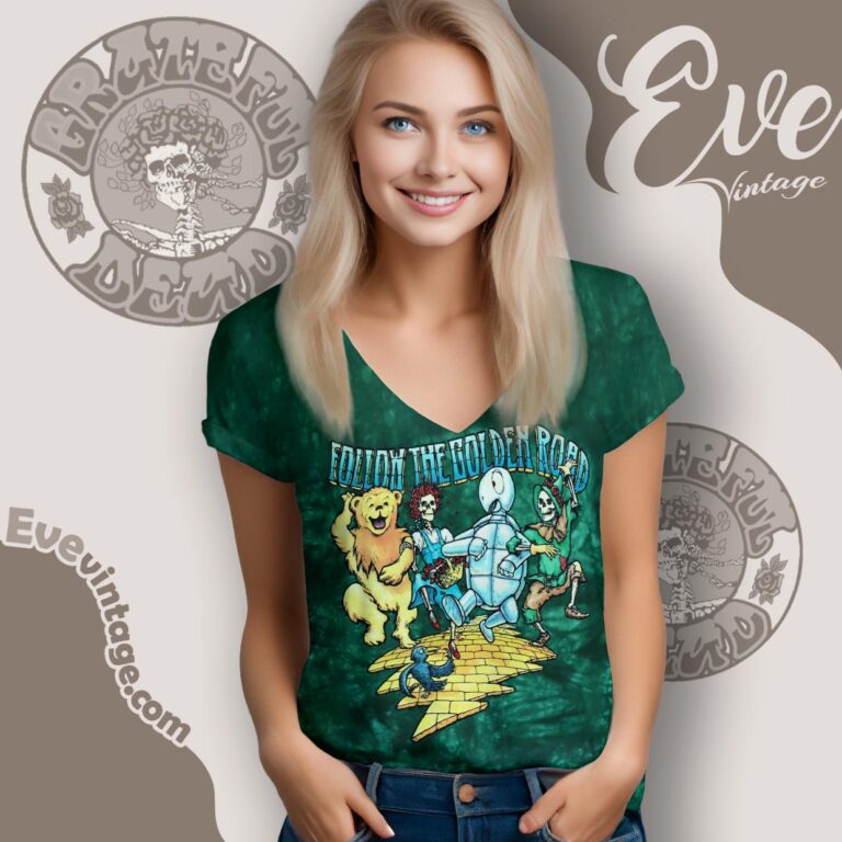 Grateful Dead Fall Tour 1994 Follow The Golden Road Tie dye V Neck TShirt Grateful Dead Fall Tour 1994 Follow The Golden Road Tie dye V Neck TShirt