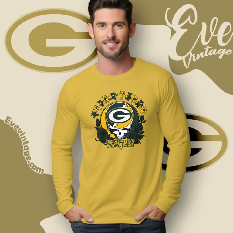 Grateful Dead Green Bay Packers Roses Dancing Bears Shirt Long Sleeve Tee Grateful Dead Green Bay Packers Roses Dancing Bears Shirt Long Sleeve Tee