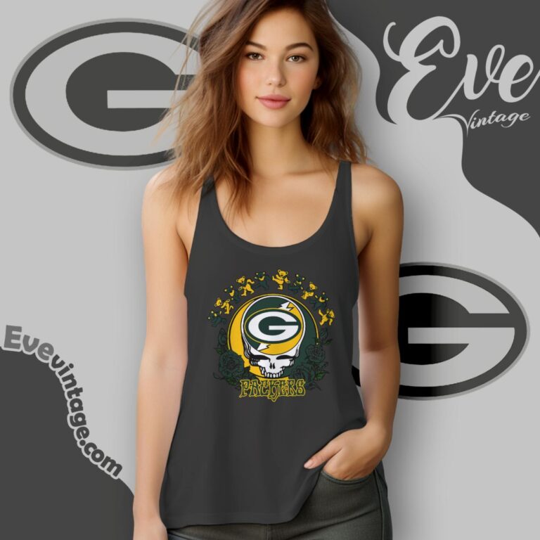 Grateful Dead Green Bay Packers Roses Dancing Bears Shirt Tank Top Racerback Grateful Dead Green Bay Packers Roses Dancing Bears Shirt Tank Top Racerback