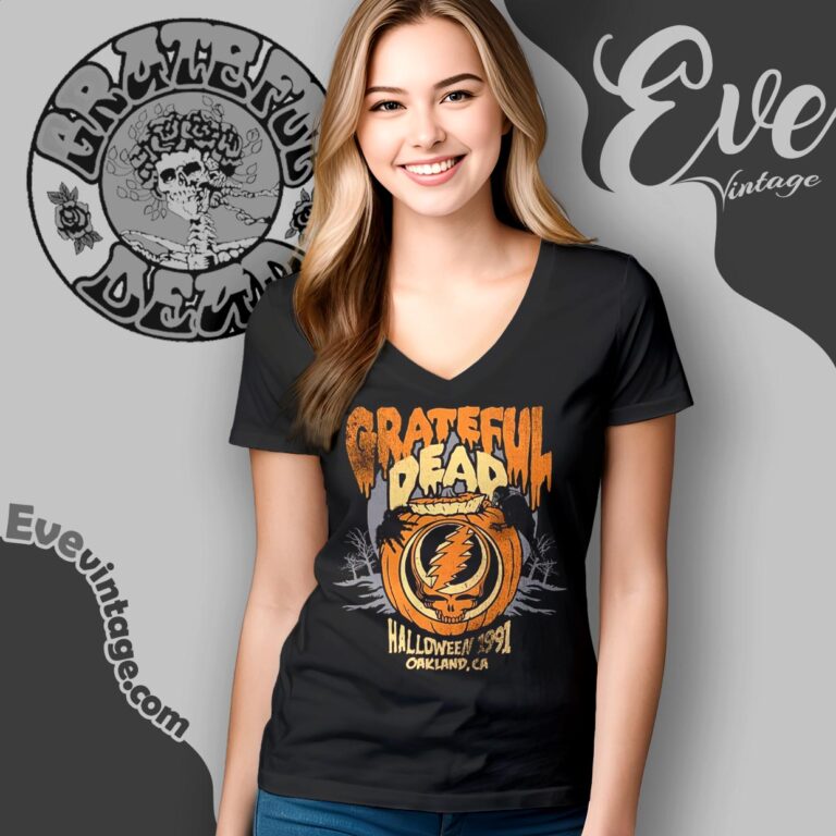 Grateful Dead Halloween 1991 Oakland Coliseum Arena V Neck TShirt Grateful Dead Halloween 1991 Oakland Coliseum Arena V Neck TShirt
