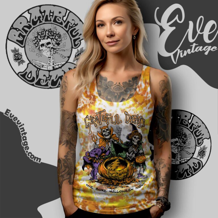 Grateful Dead Halloween Tie dye One More Halloween Night Tank Top Racerback Grateful Dead Halloween Tie dye One More Halloween Night Tank Top Racerback