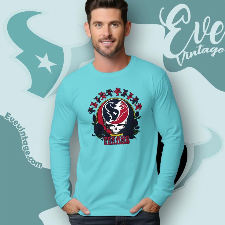 Grateful Dead Houston Texans Roses Dancing Bears Shirt Long Sleeve Tee Grateful Dead Houston Texans Roses Dancing Bears Shirt Long Sleeve Tee