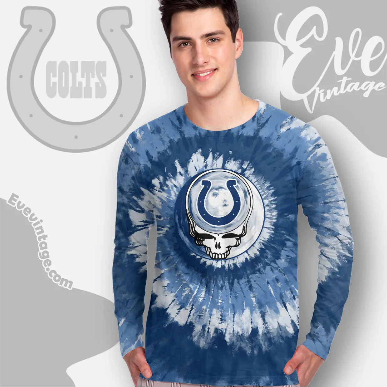 Grateful Dead Indianapolis Colts Stealie Tie Dye Long Sleeve Tee Grateful Dead Indianapolis Colts Stealie Tie Dye Long Sleeve Tee