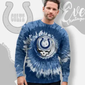 Grateful Dead Indianapolis Colts Stealie Tie Dye Sweatshirt