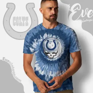 Grateful Dead Indianapolis Colts Stealie Tie Dye T shirt