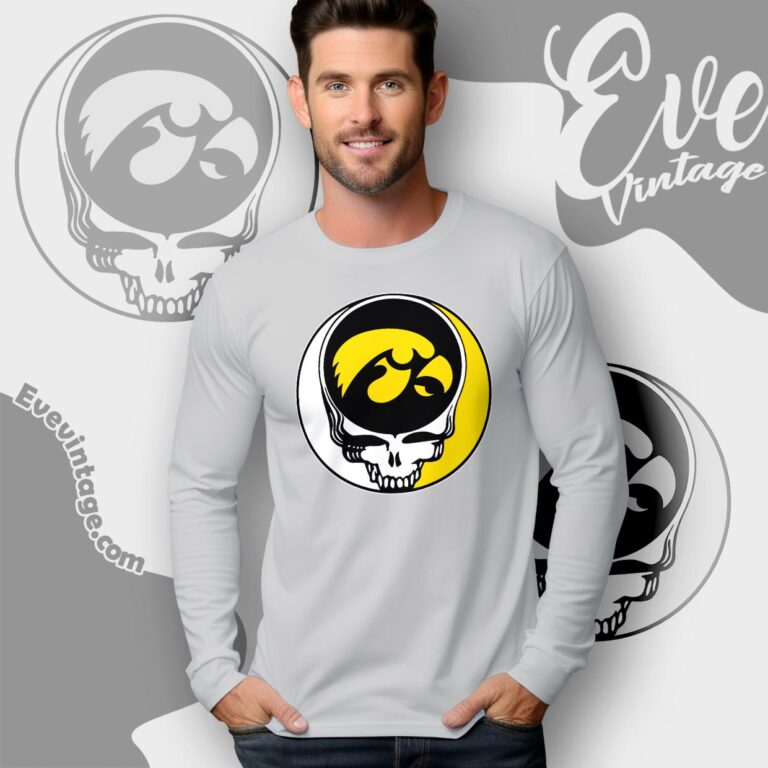 Grateful Dead Iowa Hawkeyes Steal Your Face Stealie Shirt Long Sleeve Tee Grateful Dead Iowa Hawkeyes Steal Your Face Stealie Shirt Long Sleeve Tee