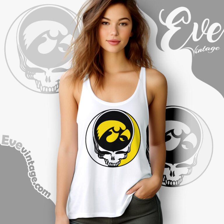 Grateful Dead Iowa Hawkeyes Steal Your Face Stealie Shirt Tank Top Racerback Grateful Dead Iowa Hawkeyes Steal Your Face Stealie Shirt Tank Top Racerback