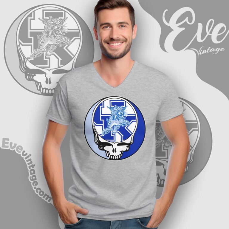 Grateful Dead Kentucky Wildcats Steal Your Face Stealie Shirt V Neck TShirt Grateful Dead Kentucky Wildcats Steal Your Face Stealie Shirt V Neck TShirt