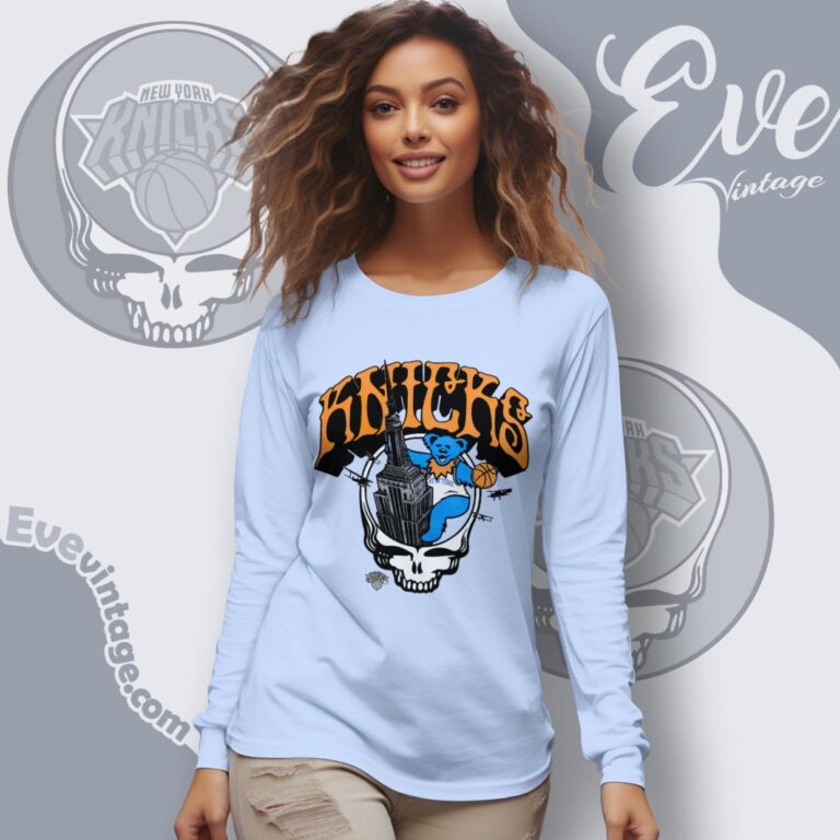 Grateful Dead Knicks Deadhead Steal Your Face Bear Shirt Long Sleeve Tee Grateful Dead Knicks Deadhead Steal Your Face Bear Shirt Long Sleeve Tee