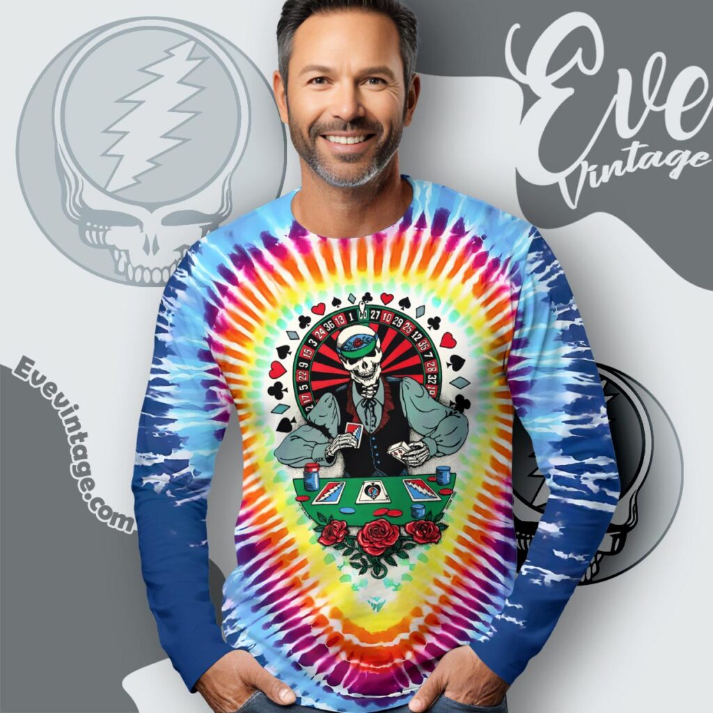 Grateful Dead Las Vegas 1991 Casino Tie dye Long Sleeve Shirt