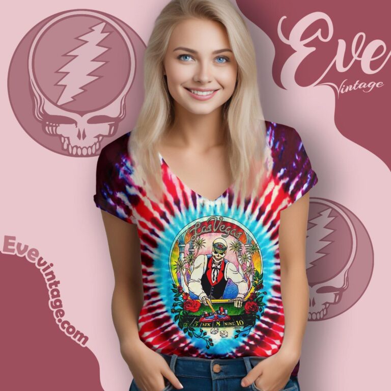 Grateful Dead Las Vegas Silver State Nevada 1992 Tie dye V Neck TShirt Grateful Dead Las Vegas Silver State Nevada 1992 Tie dye V Neck TShirt