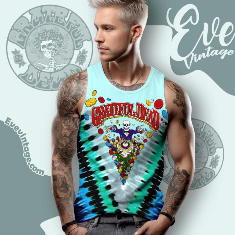 Grateful Dead Las Vegas Tour 1991 Casino Poker Chips Dice Gd Tie dye Shirt Tank Top Racerback Grateful Dead Las Vegas Tour 1991 Casino Poker Chips Dice Gd Tie dye Shirt Tank Top Racerback