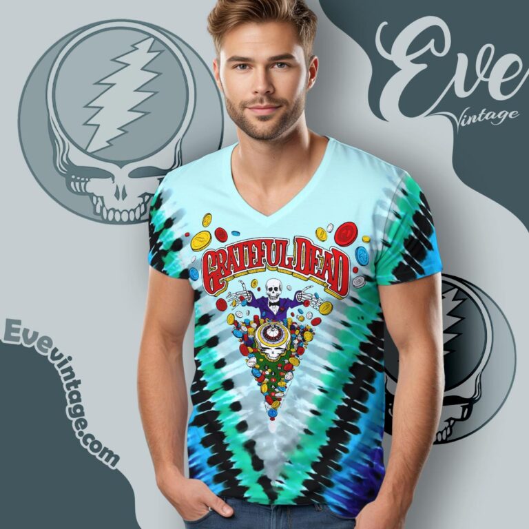 Grateful Dead Las Vegas Tour 1991 Casino Poker Chips Dice Gd Tie dye Shirt V Neck TShirt Grateful Dead Las Vegas Tour 1991 Casino Poker Chips Dice Gd Tie dye Shirt V Neck TShirt