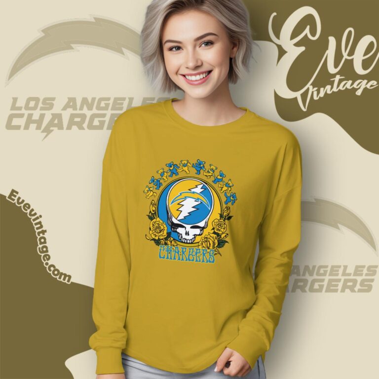 Grateful Dead Los Angeles Chargers Roses Dancing Bears Shirt Long Sleeve Tee Grateful Dead Los Angeles Chargers Roses Dancing Bears Shirt Long Sleeve Tee
