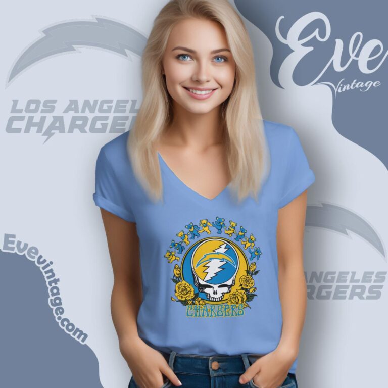 Grateful Dead Los Angeles Chargers Roses Dancing Bears Shirt V Neck TShirt Grateful Dead Los Angeles Chargers Roses Dancing Bears Shirt V Neck TShirt