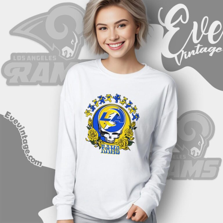 Grateful Dead Los Angeles Rams Roses Dancing Bears Shirt Long Sleeve Tee Grateful Dead Los Angeles Rams Roses Dancing Bears Shirt Long Sleeve Tee