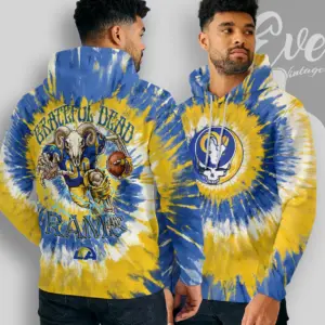 Grateful Dead Los Angeles Rams Stealie Tie Dye Hoodie