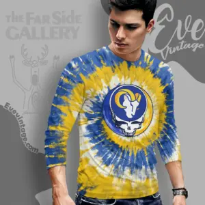 Grateful Dead Los Angeles Rams Stealie Tie Dye Long Sleeve Tee