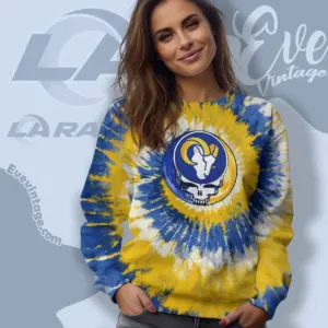 Grateful Dead Los Angeles Rams Stealie Tie Dye Sweatshirt