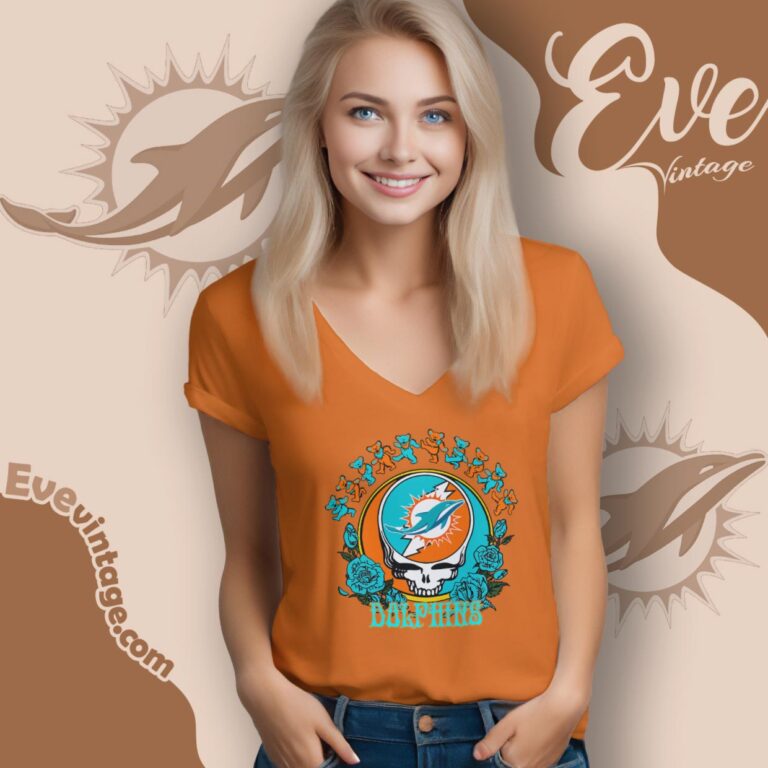 Grateful Dead Miami Dolphins Roses Dancing Bears Shirt V Neck TShirt Grateful Dead Miami Dolphins Roses Dancing Bears Shirt V Neck TShirt